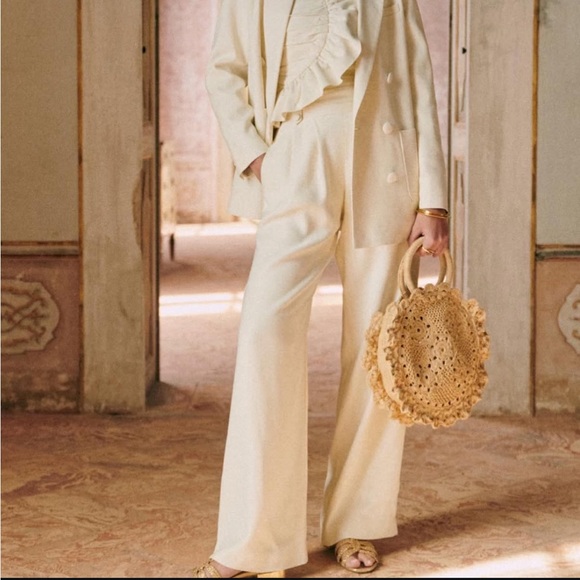 Sezane Pants - Sezane LouLou Trousers Ecru Cream